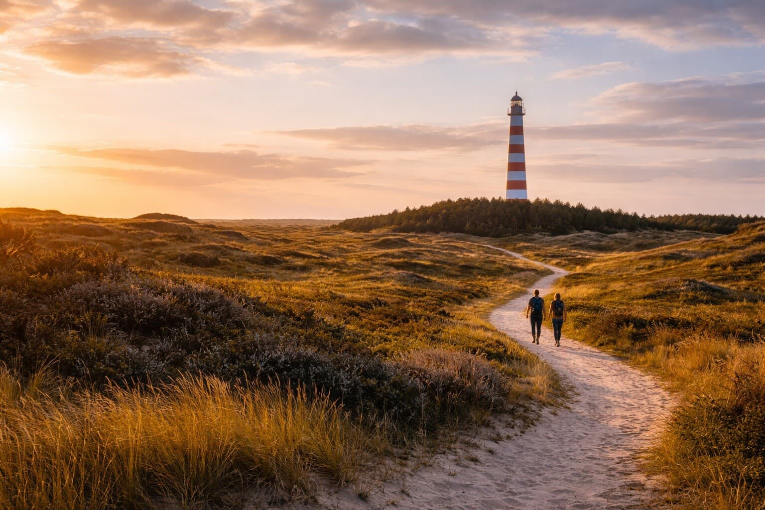 Vuurtoren en duinen op Ameland